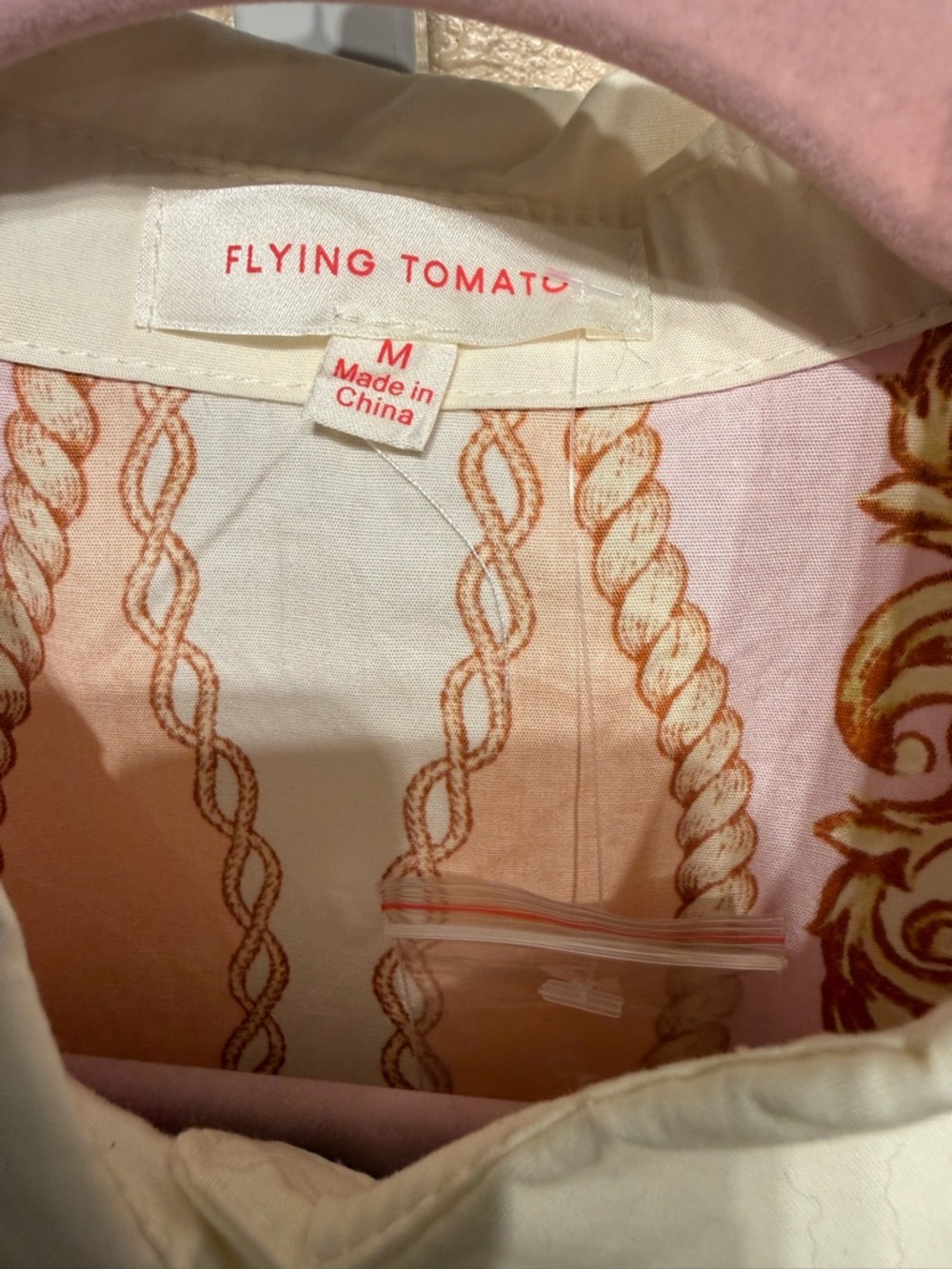 Flying Tomato Pink, Orange & Cream Printed mini Shirt Dress baroque scarf print - Picture 4 of 9